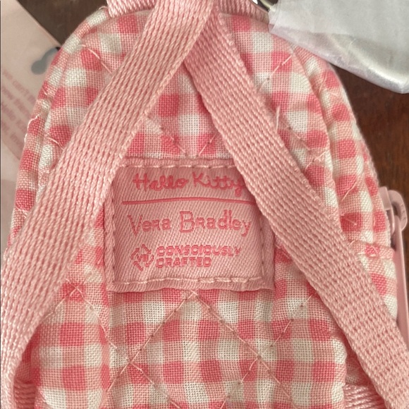 Vera Bradley Hello Kitty Pink Checkered Mini Backpack Charm - Picture 2 of 3